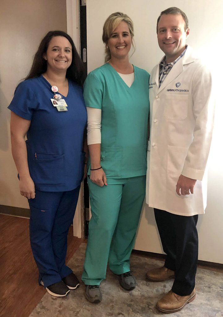 Sheena Miller, MRI Tech, and Melissa Bass, Radiology Manager, with Dr. Sedory at Appling Healthcare.