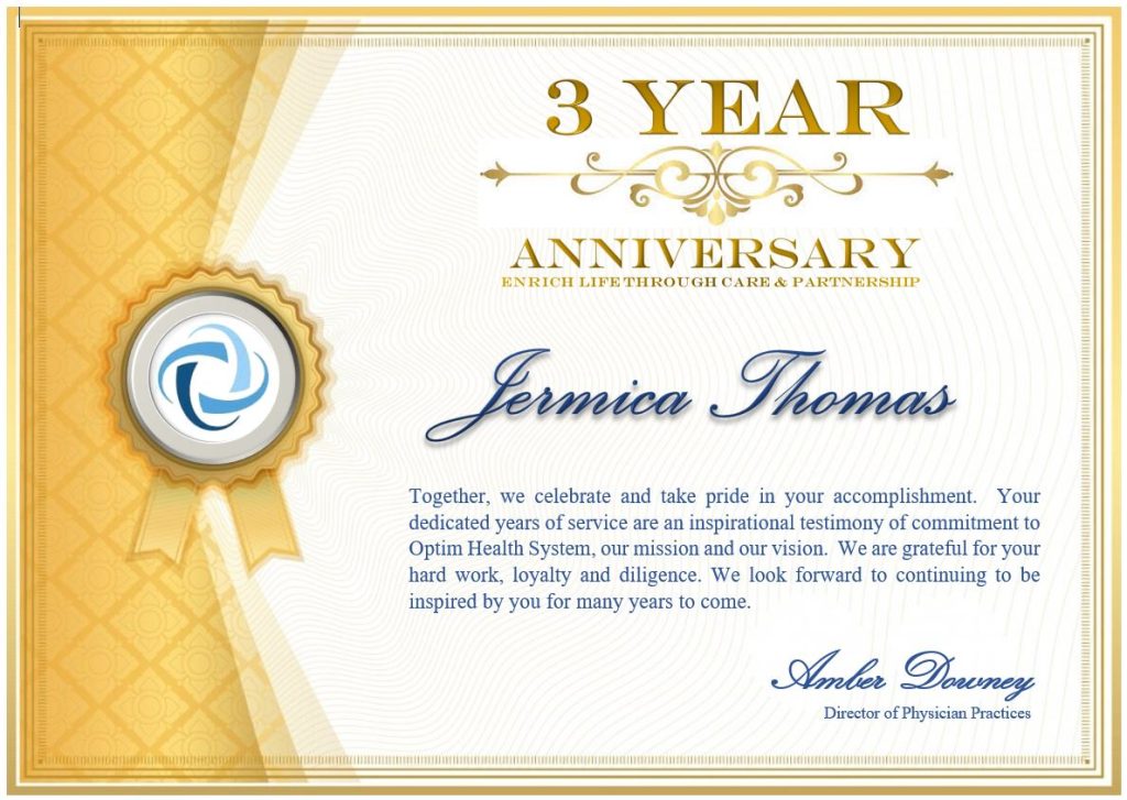 Happy Work Anniversary Jermica Thomas