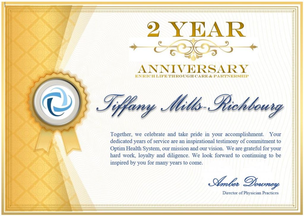 Happy Work Anniversary Tiffany Mills