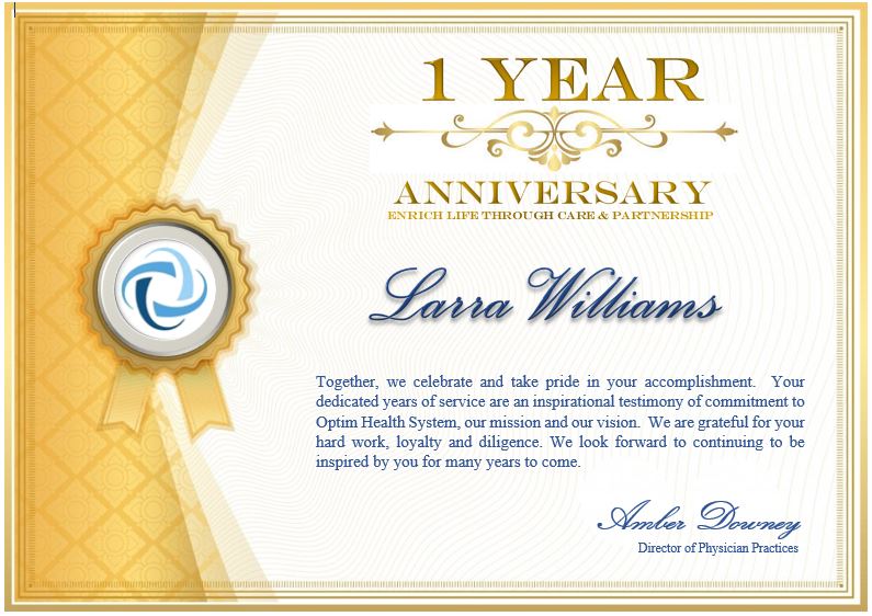 Happy Work Anniversary Larra Williams