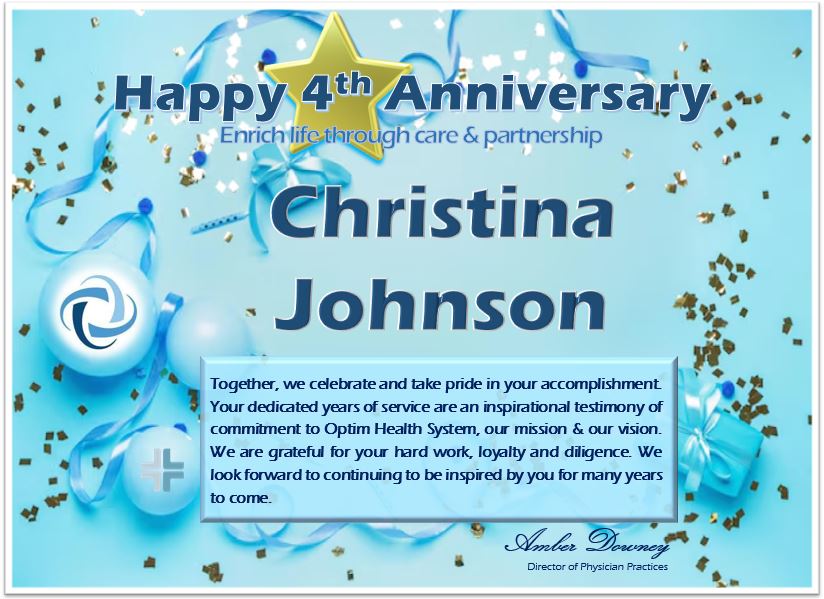 Happy Work Anniversary Christina Johnson