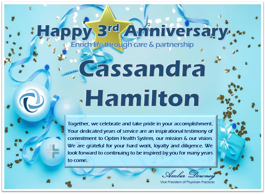 Happy Work Anniversary Cassandra Hamilton