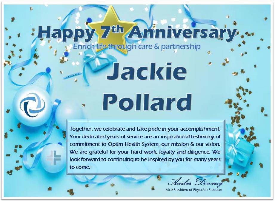 Happy Work Anniversary Jackie Pollard